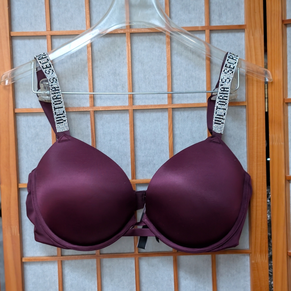 Victoria's Secret VERY SEXY  Bombshell 38D Rhinestone Strap Push Up Women's Bra